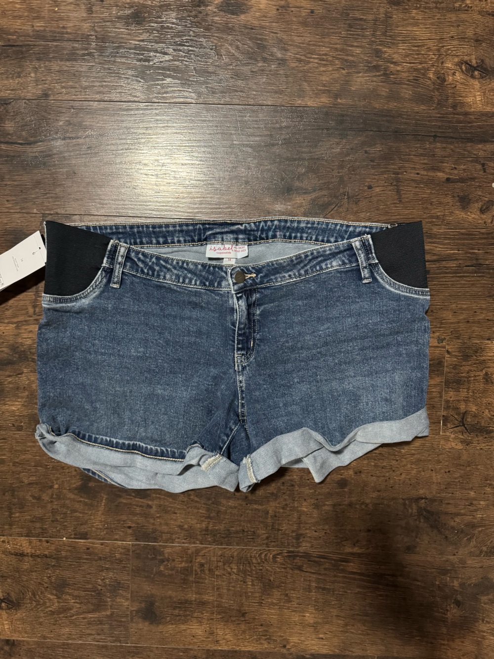 Denim Hem Maternity Shorts - Blue